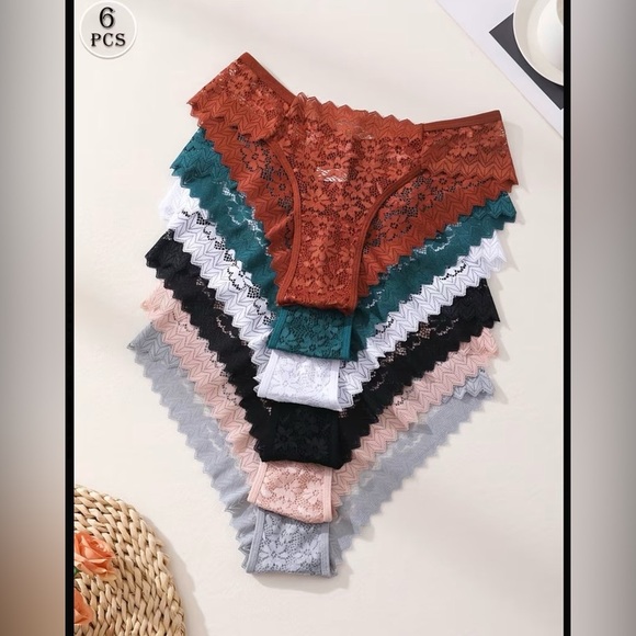 Other - Lace Bikini Panty Set – 6-Pack (Rust, Teal, White, Black, Pink, Gray)